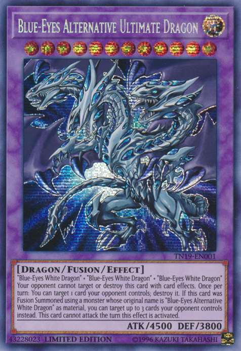 1996 blue eyed dragon yugioh card Blue-Eyes Alternative Ultimate Dragon [TN19-EN001] Prismatic Secret Ra