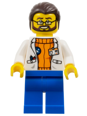 Lego, Minifigure, City, Arctic Explorer, Arctic Scientist - Dark Brown Hair, Beard, CTY0494