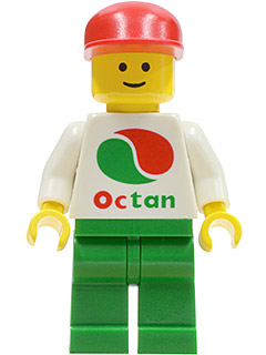 Lego, Minifigure, Town, Octan - White Logo, Green Legs, Red Cap, OCT012
