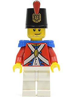 Lego, Minifigure, Pirates, Pirates II, Imperial Soldier II - Shako Hat Printed, Smirk and Stubble Beard, PI104