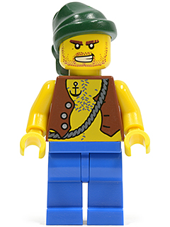 Lego, Minifigure, Pirates, Pirates II, Pirate Vest and Anchor Tattoo, PI129