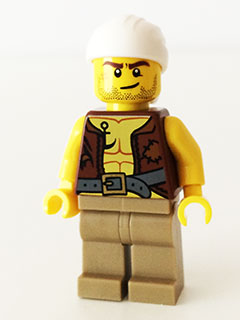 Lego, Minifigure, Pirates, Pirates III, Old Pirate - Vest and Anchor, Crooked Smile and Scar, PI158