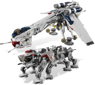 Lego, Set, Opened, Star Wars, Republic Dropship with AT-OT, SHIPS ONLY**, 10195-1
