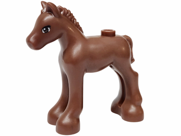 Lego, Minifigure, Horse, Friends Style, Horse, Mini Doll Style, Baby Foal with Reddish Brown and White Eyes and Black Triple Eyelashes Pattern, 11241PB04