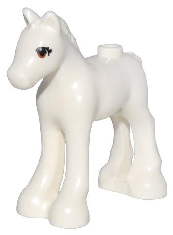 Lego, Minifigure, Horse, Friends Style, Baby Foal with Dark Orange Eyes and Black Double Eyelashes Pattern, 11241pb09