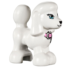 Lego, Minifigure, Animal, Dog, Mini Doll Style, Poodle with Bright Light Blue Eyes with Eyelashes, Black Nose, Bright Pink Collar with Silver Buckle and Tag Pattern (Friends Lady / Tina), 11575PB01