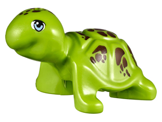 Lego, Minifigure, Animal, Turtle, Mini Doll Style with Bright Light Blue Eyes and Reddish Brown Spots Pattern (Friends Bubbles), 11603PB01