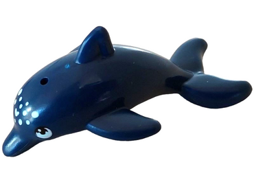 Lego, Minifigure, Animal, Dolphin, Mini Doll Style, Jumping with Bottom Axle Holder with Light Aqua Eyes, Heart and Spots Pattern, ANIMALDOLPHIN03