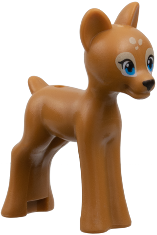 Lego, Minifigure, Animal, Dog, Deer, Mini Doll Style, Baby Fawn with Medium Azure Eyes, Black Eyelashes and Nose, Tan Eye Patches and Spots Pattern, 13393pb01