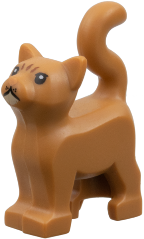 Lego, Minifigure, Animal, Cat, Standing with Black Eyes with Eyelids, Nougat Nose, Tan Chin, Reddish Brown Stripes on Forehead Pattern (HP Crookshanks), 13786PB04