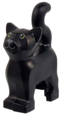Lego, Minifigure, Animal, Cat, Standing with Lime Eyes, Dark Bluish Gray Nose Pattern (Hocus Pocus Thackery Binx), 13786PB10