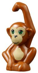 Lego, Minifigure, Animal, Ape, Mini Doll Style, Baby with Bright Green Eyes, Black Nose, Dark Tan Face and Stomach Pattern (Friends Orangutan), 14736pb01