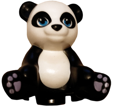 Lego, Minifigure, Animal, Panda, Mini Doll Style, Sitting with Molded White Head, Stomach and Back and Printed Black Nose and Eye Patches, Dark Azure Eyes and Bright Pink Paws Pattern, 16674PB01