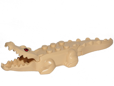 Lego, Minifigure, Animal,Alligator / Crocodile with 20 Teeth with Red Eyes Pattern with Blue Technic, Pin 1/2, 18904C03PB01