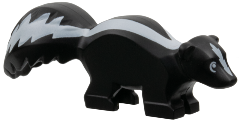 Lego, Minifigure, Animal, Skunk with White Pupils and Markings Pattern, 24066pb01