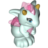 Lego, Minifigure, Elves, Dragon, Elves, Baby with Molded Trans-Dark Pink Stomach, Spines, and Wings and Printed Gold Horns Pattern (Lula), 26090pb07
