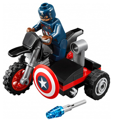 Lego, Set, Opened, Super Heros, Captain America, Captain America's Motorcycle Polybag, 30447