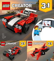 Lego, Set, Creator, 3 in 1, Sports Car, 31100