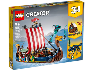 Lego, Set, Sealed, Creator, 3 in 1, Viking Ship and Midgard Serpent, 31132