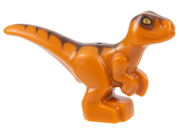 Lego, Minifigure, Dinosaur, Baby Standing with Reddish Brown Back, Dark Brown Stripes, and Yellow Eyes Pattern, 37829pb01, dino10