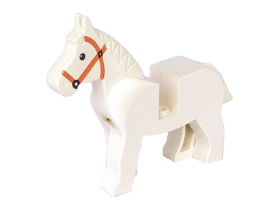 Lego, Minifigure, Horse with Black Eyes, White Pupils and Dark Orange Bridle Pattern, 4493C01PB04