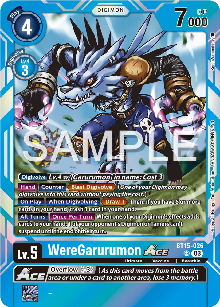 digimon garurumon card WereGarurumon Ace [BT15-026] [Exceed Apocalypse]