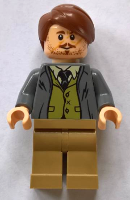 Lego, Minifigure, Harry Potter, Professor Remus Lupin - Dark Bluish Gray Jacket, Olive Green Vest, HP157
