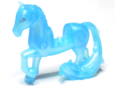 Lego, Minifigure, Horse, Friends Style with 2 x 2 Cutout, Long Swooshy Tail with Metallic Light Blue Eyes Pattern (Disney Nokk) Satin Trans-Light Blue, 58484c01pb01-2