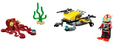 LEGO, Set, Opened, Town, City, Deep Sea Explorers, Deep Sea Scuba Scooter, 60090