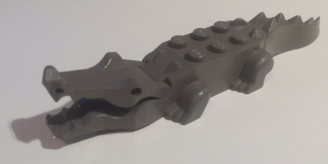 Lego, Minifigure, Animal, Alligator / Crocodile with 8 Teeth, Pin 1/2, Dark Gray, 6026c01