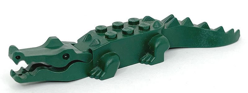 Lego, Minifigure, Animal, Alligator / Crocodile with 8 Teeth, Pin 1/2, Dark Green, 6026c02