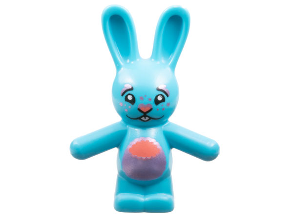 Lego, Minifigure, Animal, Bunny / Rabbit Standing with Black Eyes, Coral and Metallic Pink Nose and Stomach, Dots and Stars on Face, White Teeth Pattern (DREAMZzz Bunchu), 66965pb02