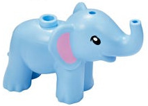 Lego, Minifigure, Animal, Elephant, Mini Doll Style, Baby with Black Eyes with White Pupils, Bright Pink Inner Ears Pattern, 67153pb01