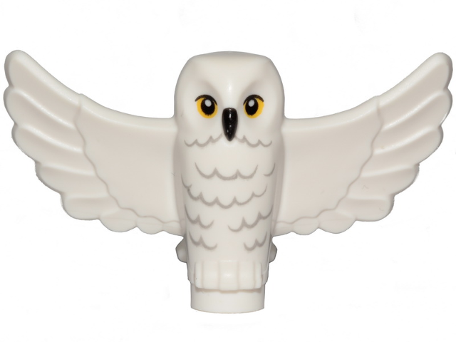 Lego, Minifigure, Harry Potter, Owl, Spread Wings with Black Beak, Yellow Eyes, Light Bluish Gray Rippled Chest Feathers Pattern (HP Hedwig), 67632pb01