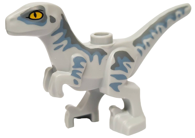Lego, Minifigure, Dinosaur Raptor / Velociraptor Baby with Dark Bluish Gray and Sand Blue Markings Pattern, 77862pb02
