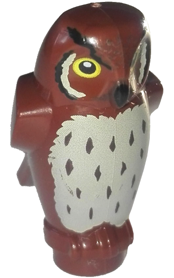 Lego, Minifigure, Harry Potter, Owl, Angular Features with Black Beak, Yellow Eyes, and Tan Chest Feathers Pattern (HP Pigwidgeon), 92084pb01