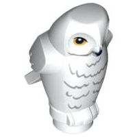 Lego, Minifigure, Harry Potter, Owl, Angular Features with Black Beak, Bright Light Orange Eyes, and Dark Bluish Gray Rippled Chest Feathers Pattern (HP Hedwig), 92084pb03