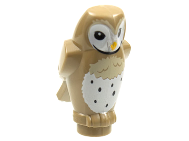 Lego, Minifigure, Harry Potter, Owl, Angular Features with Bright Light Orange Beak, Black Eyes, and Tan and White Chest Feathers Pattern, 92084pb06