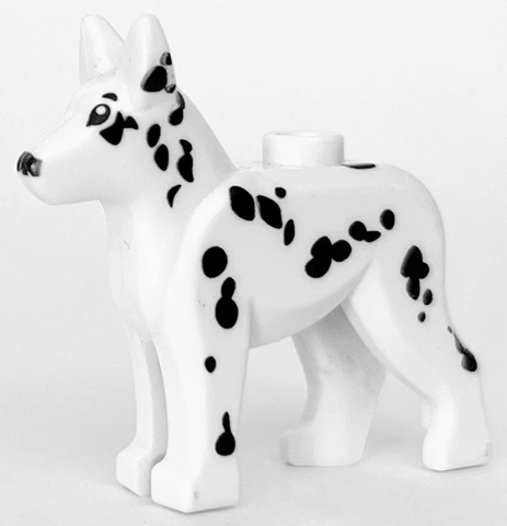 Lego, Minifigure, City, Animal, Dog, Alsatian / German Shepherd with Black Eyes, Nose and Spots Pattern, 92586pb03