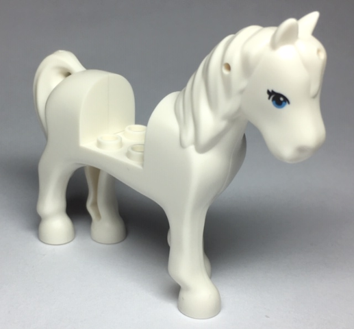 Lego, Minifigure, Horse, Horse, Friends Style with 2 x 2 Cutout with Dark Azure Eyes and 2 Black Eyelashes Pattern, 93083c01pb18