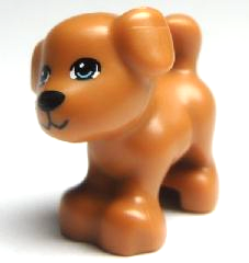 Lego, Minifigure, Animal, Dog, Mini Doll Style, Puppy, Standing with Bright Light Blue Eyes, Black Nose and Mouth Pattern (Friends Coco / Pippa / Disney Bruno)