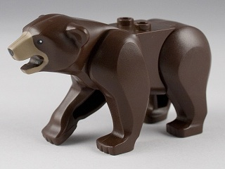 Lego, Minifigure, Animal, Bear with 2 Studs on Back with Black Nose and Dark Tan Muzzle Pattern, ANIMALBBEAR