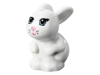 Bunny / Rabbit, Mini Doll Style, Sitting with Bright Light Blue Eyes, Bright Pink Nose and Mouth and Black Whisker Dots Pattern (Friends Daisy)