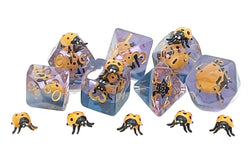 Old School 7 Piece DnD RPG Dice Set: Animal Kingdom - Ladybug - Yellow