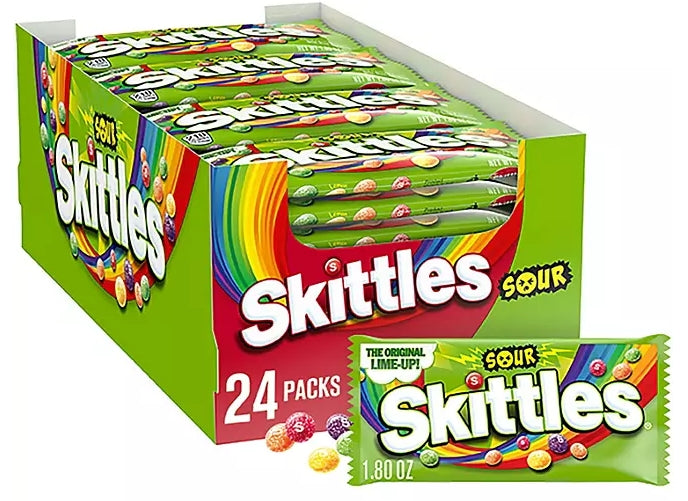 Skittles Sour Fruity Chewy Candy, Full Size, 1.8 oz.