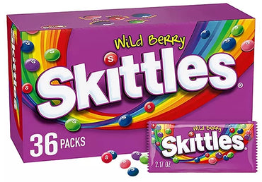 Skittles Wild Berry Fruity Chewy Candy, Full Size, 2.17 oz.