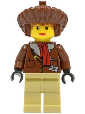 Lego, Minifigure, Adventurers, Orient Expedition, Pippin Reed / Miss Gail Storm - Brown Parka, Tan Legs, Brown Mongolian Hat, adv028