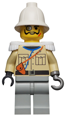 Lego, Minifigure, Adventurers, Desert, Baron Von Barron with Pith Helmet and White Epaulettes, ADV039