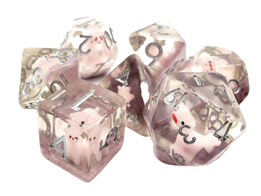 Old School 7 Piece DnD RPG Dice Set: Animal Kingdom - Pink Alpaca