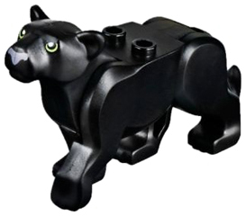 Lego, Minifigure, Cat, Large (Panther) with Lime Eyes and Dark Bluish Gray Nose Pattern, bb0787c01pb01